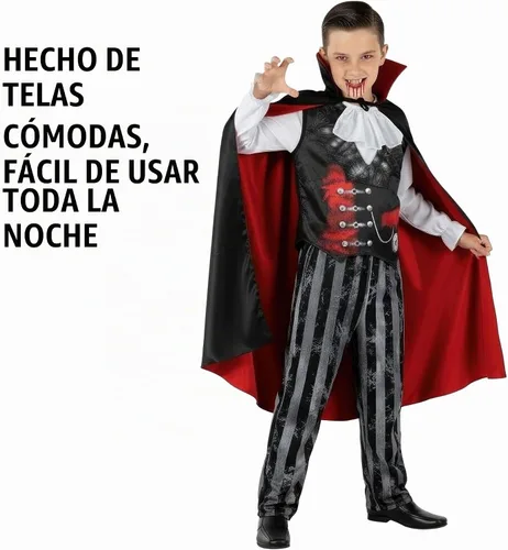 Vista 9 de Morph Evil Count - Disfraz de vampiro para niños, disfraz de vampiro para niños, disfraz de Halloween aterrador para niños Drácula