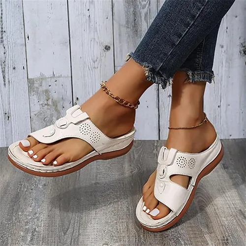Vista 94 de Ladmiple Sandalias ortopédicas florales de moda 2023 con soporte de arco, zapatillas romanas casuales con puntera abierta