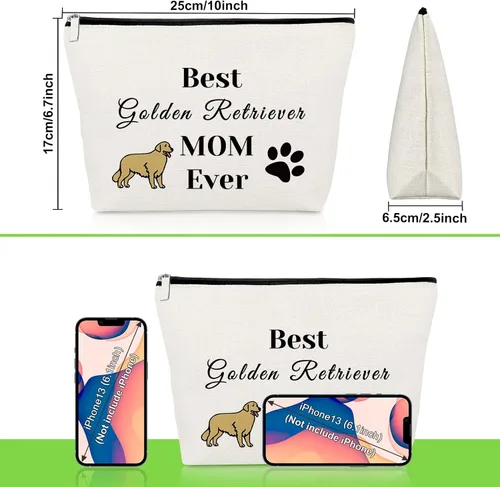Vista 3 de Golden Retriever - Regalo para amantes de los perros, regalo para mamá Golden Retriever, bolsa de maquillaje para perro, regalo para mamá, regalo
