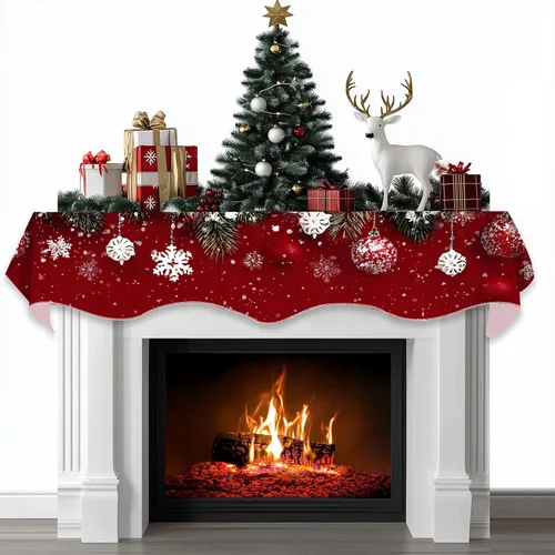 Vista 24 de BVBOX Bufanda Decorativa para Repisa de Chimenea Navideña, Cubierta Corredor para Repisa de Chimenea de Navidad e Invierno