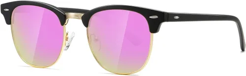 Vista 8 de AEVOGUE Gafas de sol polarizadas para mujeres y hombres semi marco retro gafas de sol AE0369