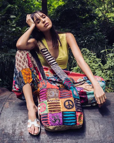 Vista 6 de Hobo - Bolso de hombro colorido para mujer, estilo hippie, bohemio (paz)