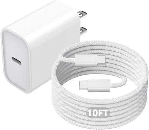 Vista 8 de Cargador para iPhone 17 de carga rápida, cargador rápido USB C y cable tejido USBC a C de 3 pies tipo C para Apple iPhone 17e/17/17 Pro Max/17