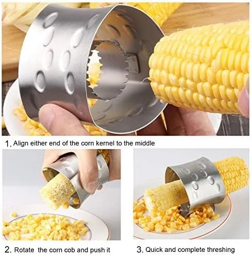 Vista 3 de Cortador pelador de maíz de acero inoxidable para cocina casera con hoja dentada