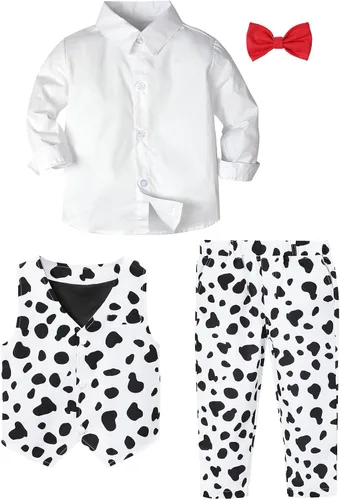Vista 56 de A&J DESIGN Conjunto de traje de caballero para niños pequeños, 3 piezas, camisas, chaleco y pantalones