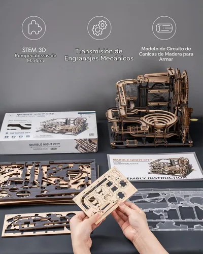 Vista 5 de RoWood Rompecabezas 3D para adultos, kits de modelo de carrera de mármol para adultos para construir, rompecabezas de madera, regalos de cumpleaños