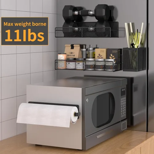 Vista 4 de Estante magnético para especias para refrigerador, paquete de 7 estantes magnéticos fuertes 100% de metal, organizador de especias con soporte