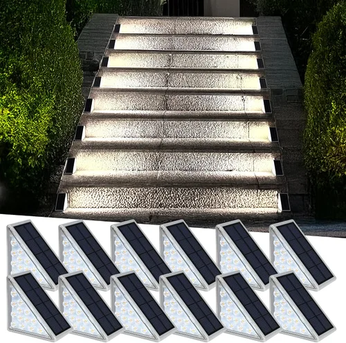 Vista 14 de AUDLES Luces LED Solares para Escalones Impermeables Luces para Escaleras Exteriores, Luz Solar para Terraza Decoración Exterior IP67 Luz