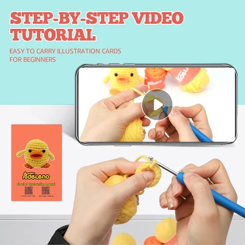 Vista 4 de Adeleno Kit de ganchillo para principiantes, kit de ganchillo para principiantes con video tutorial paso a paso, tarjetas ilustradas más