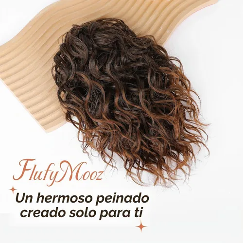 Vista 2 de Flufymooz Extensión de cola de caballo, extensión de cola de caballo corta de 12 pulgadas con pinza de garra, cabello ondulado rizado, clip