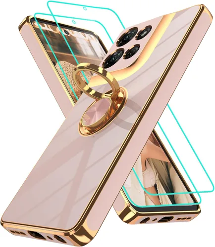 Vista 356 de Funda para Motorola Moto G 5G 2024: Funda Moto G Play 5G 2024 con 2 piezas de protectores de pantalla, soporte de anillo de rotación de 360°