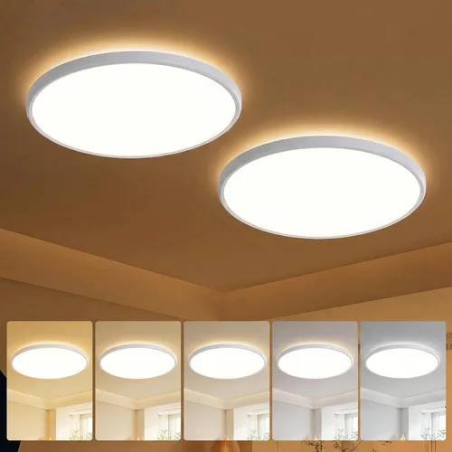 Vista 15 de TALOYA Paquete de 4 lámparas de techo LED de montaje empotrado de 10 pulgadas, 5 temperaturas de color (3000 K-6500 K), luz de panel plano redondo