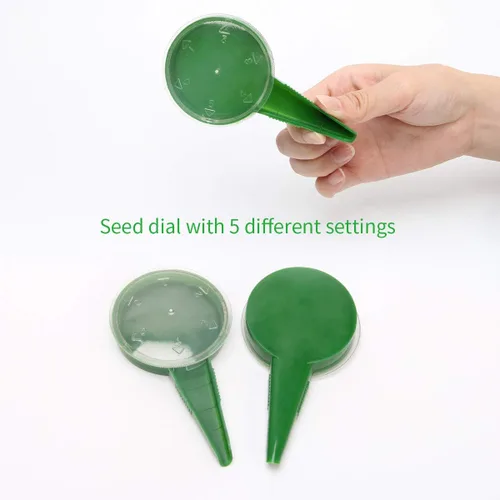 Vista 3 de Coolrunner Juego de 6 dispensadores de semillas de siembra, maceta de mano ajustable para jardín, herramienta de sembradora de plantas de flores