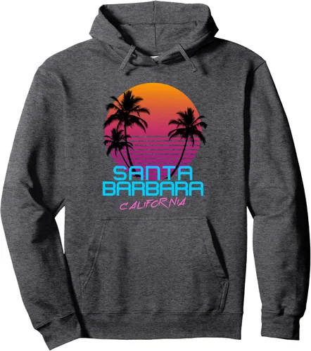 Vista 4 de Santa Barbara California Retro 80s Sudadera con capucha Negro