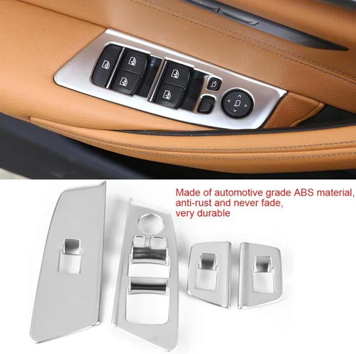 Vista 7 de Marco de botón de ventana, 4 piezas para interruptor de ventana de automóvil, para 5 series G30 2017-2018