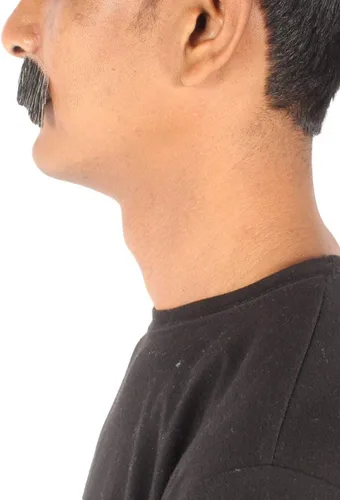 Vista 4 de HPO Hombres Cabello Humano Bigote Cosplay Pelo Facial (Gris)