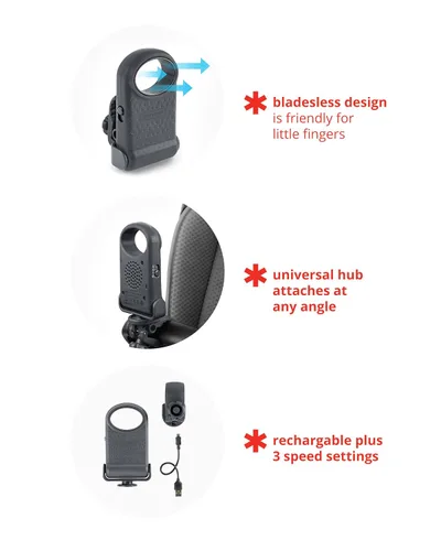 Vista 3 de Skip Hop Ventilador portátil sin aspas, ajustable 3 velocidades, paseo y conecta, gris