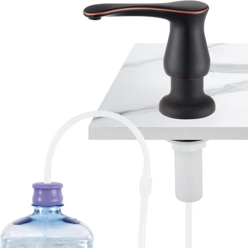 Vista 11 de GAGALIFE Dispensador de jabón para fregadero de cocina, dorado cepillado, dispensador de jabón debajo del fregadero con kit de tubo de extensión