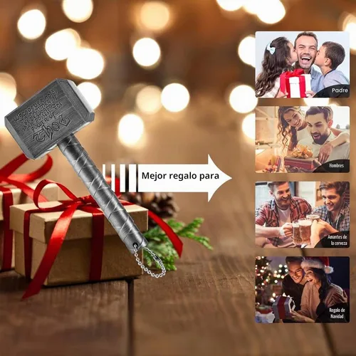 Vista 4 de Thor Hammer - Abridor de botellas de cerveza automático con tapa magnética, abridor de botellas de cerveza de acero inoxidable Thors Hammer, ideal