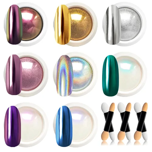 Vista 16 de Beetles Polvo de Uñas Cromado Blanco para Uñas de Gel, Polvo de Uñas Cromado Perlas, Polvo de Uñas con Efecto Espejo, Polvo de Uñas de Gel