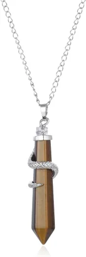 Vista 3 de 1 collar con colgante de bala de piedra preciosa natural, piedra de cristal curativo, cuarzo, reiki, chakra, energía de roca de 18 pulgadas, joyería