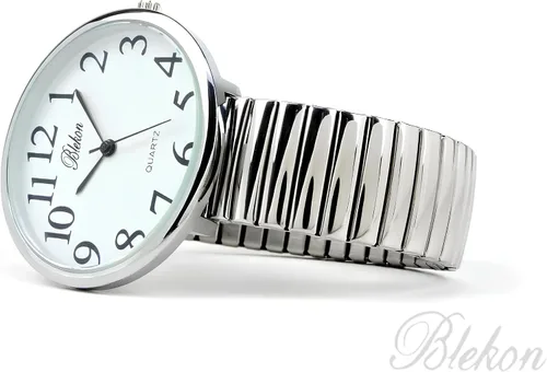 Vista 4 de Geneva Super Large Stretch Reloj Claro Número Fácil Leer (Plata)