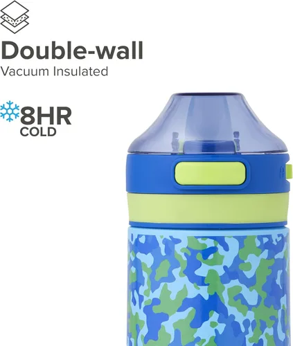 Vista 4 de Manna Astor Stainless Steel Leak-Proof Reusable Water Bottle - 18 Oz - Bluebell Mist and Lime Burst