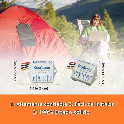 Vista 3 de Morningstar Sunguard 4.5A PWM Controlador de carga solar, regulador
