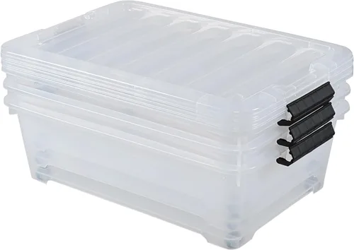 Vista 6 de Cajas de almacenamiento de 20 cuartos de galón debajo de la cama con ruedas, contenedor de almacenamiento de plástico transparente con pestillo