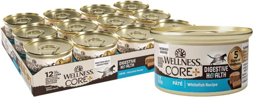 Vista 20 de Wellness CORE+ Alimento húmedo en paté de peso saludable para gatos adultos, natural, rico en proteínas, sin granos, 2.8 onzas, paquete de 12