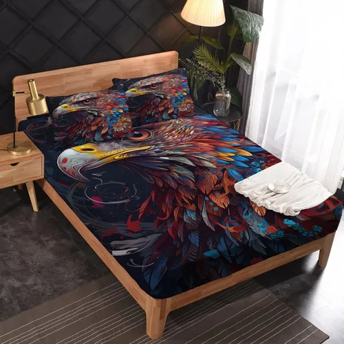 Vista 35 de Juego de sábanas de tamaño King, sábanas de conejo, sábanas de microfibra y fundas de almohada de 4 piezas, juego de sábanas con estampado colorido