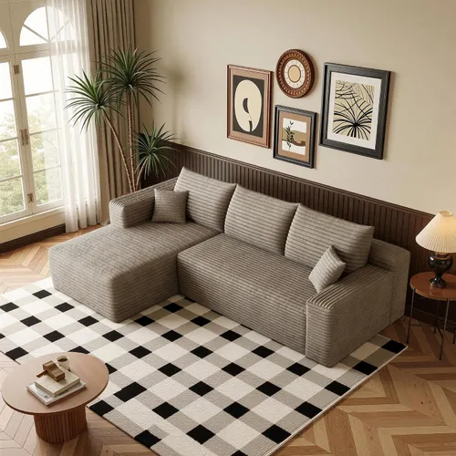 Vista 22 de Sofá modular moderno de 96 pulgadas para sala de estar, sofá modular tapizado sin hueso con bolsillos, cómodo sofá nube con diván en forma de L Negro