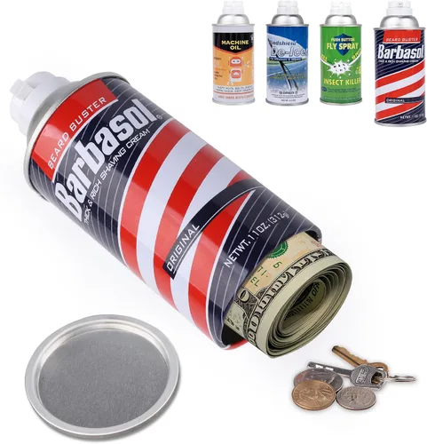 Vista 9 de BarGifts Caja Fuerte Oculta Lata de Aerosol Falsa con Compartimento Oculto, Almacenamiento Oculto Mantiene Tus Objetos de Valor Seguros Como Dinero