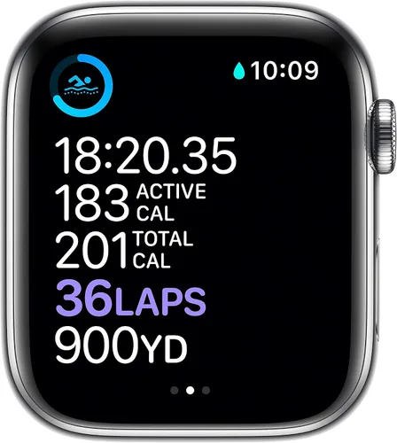 Vista 4 de Apple Watch Series 6 (GPS + Cellular, 44mm) - Silver Stainless Steel Case with White Sport Band (Renewed)