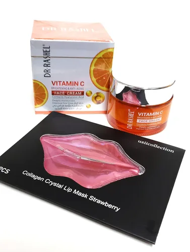 Vista 5 de Dr Rashel - Crema facial con vitamina C, ácido hialurónico, antienvejecimiento y humectante de colágeno, 1.76 onzas + 1 unidad de máscara de labios