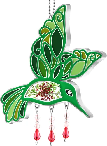 Vista 24 de KY&BOSAM Regalos para la abuela Colibrí de cristal para colgar en la Verde-te amo abuela