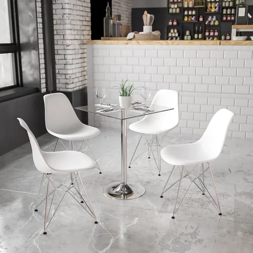 Vista 2 de Flash Furniture Fredrick - Mesa cuadrada de cristal de 23.75 pulgadas con base cromada de 30 pulgadas de alto
