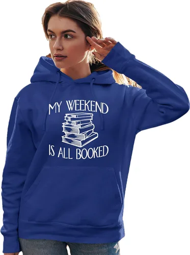 Vista 19 de Go All Out My Weekend Is All Booked Funny Book Reading Lover - Sudadera con capucha para hombre y mujer Negro