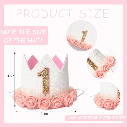 Vista 2 de Corona floral para el primer cumpleaños del bebé, sombrero de fiesta temática con flores, corona de flores boho para el primer cumpleaños