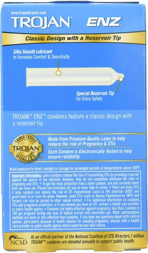 Vista 2 de Trojan Preservativos de látex lubricante premium ENZ - 12 unidades, paquete de 3