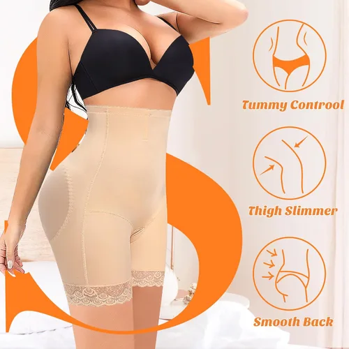 Vista 4 de Pantalones cortos moldeadores de cintura alta para mujer, adelgazantes, moldeadores de muslos, pantalones cortos para debajo de los vestidos