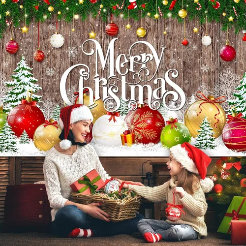Vista 5 de Irenare Telón de fondo de Navidad, banner de Feliz Navidad, decoración para fiesta, fondo de fotografía de Navidad, accesorios para fotos