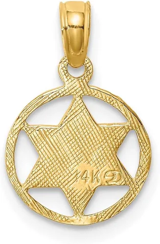 Vista 3 de Colgante de oro amarillo de 14 k con estrella de David en círculo, Metal, No es una piedra preciosa