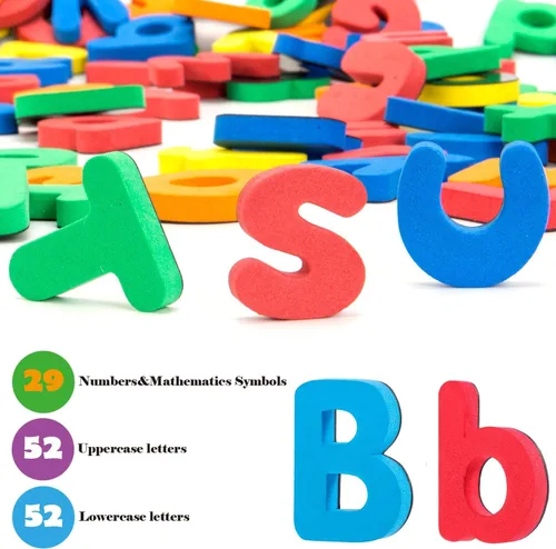 Vista 3 de INNOCHEER Letras y números magnéticos para niños pequeños, pizarra magnética para niños, imanes del alfabeto ABC, pizarra educativa de borrado