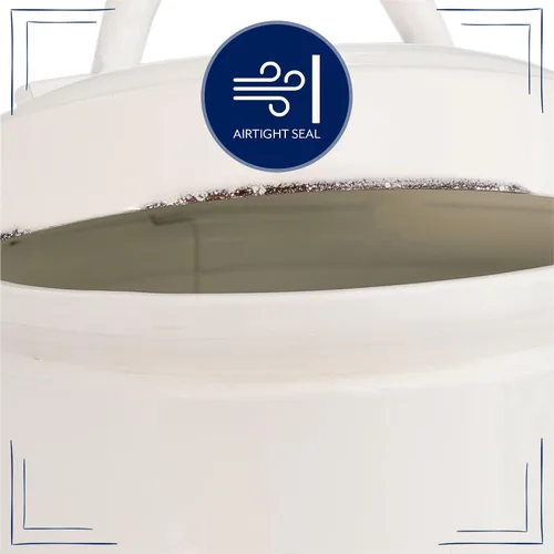 Vista 8 de AuldHome - Recipiente esmaltado para gatos, pequeño tarro rústico blanco para golosinas para mascotas