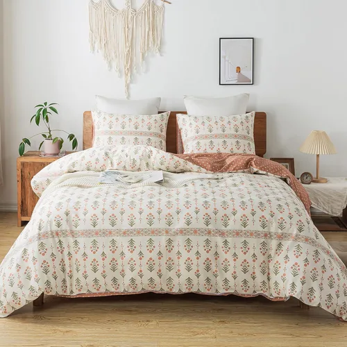 Vista 63 de HoneiLife Juegos de Fundas de Edredón Twin - Funda de Edredón Floral 100% Algodón, Juego de Ropa de Cama Transpirable de 2 Piezas con Cierre