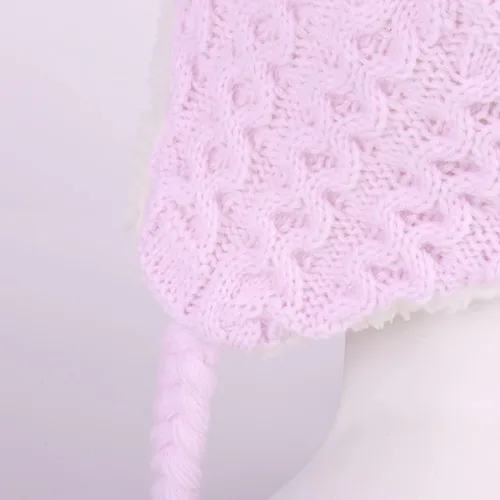 Vista 9 de Gorro de punto con solapa para las orejas para bebé, de piel sintética, con pompón, para invierno, cálido, forro polar