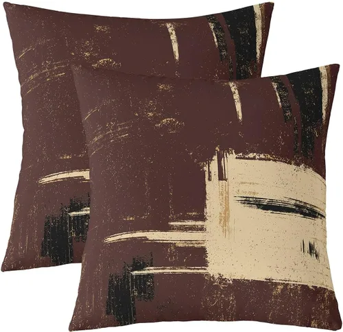 Vista 8 de Juego de 2 fundas de almohada abstractas de 16 x 16 pulgadas para niños, niñas, adolescentes, decoración de dormitorio, moderna a rayas, decoración