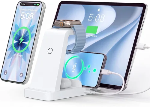 Vista 10 de Cargador inalámbrico para iPhone - Estación de carga 5 en 1 para múltiples dispositivos Apple: Soporte de carga rápida inalámbrica para iPhone 17
