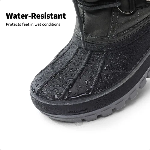 Vista 5 de DREAM PAIRS Botas de nieve de invierno con forro de piel sintética para niños y niñas